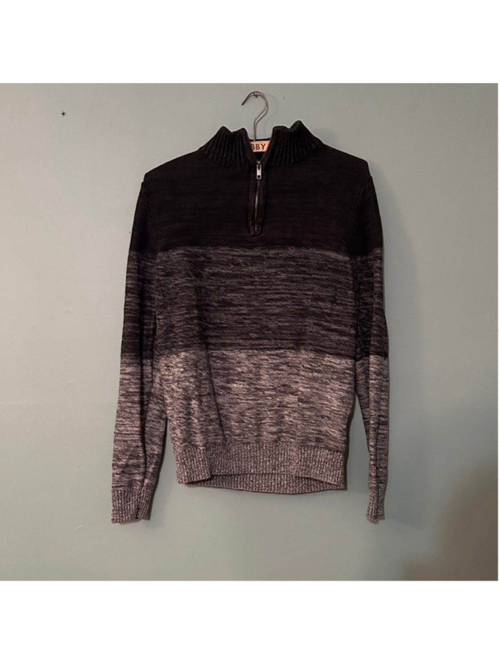 Urban Pipeline Black and Gray Zip-Up Sweater Mens medium gradient pullover